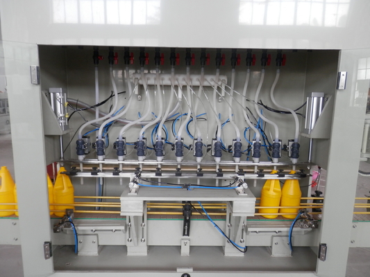 Automatic Linear Straight Bleach Thinner Bottle Filling Capping Labeling Packing Machine